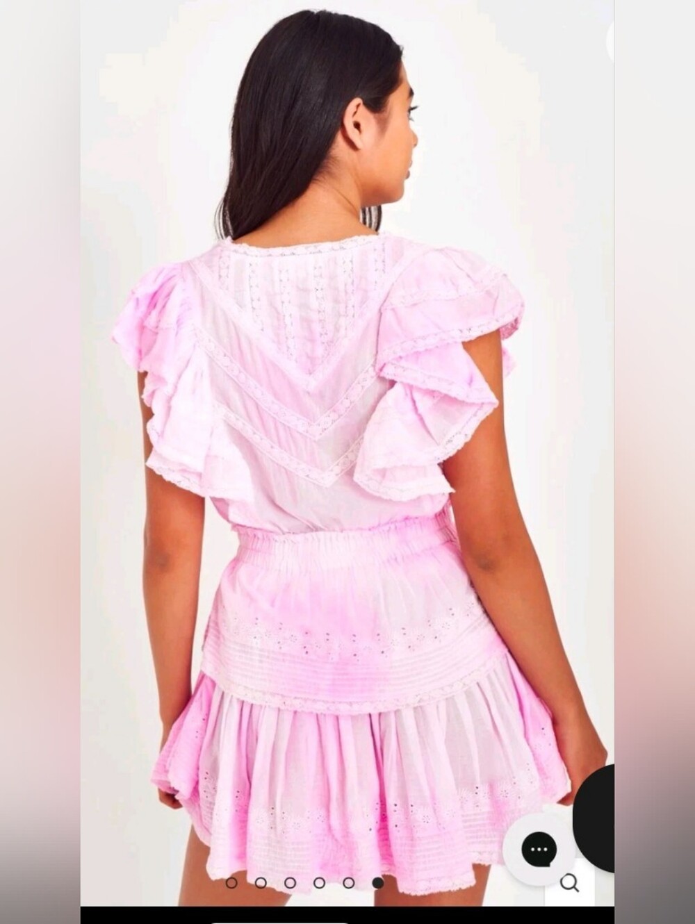 Love Shack Fancy Pink Lace Cotton Mini Dress Size XS